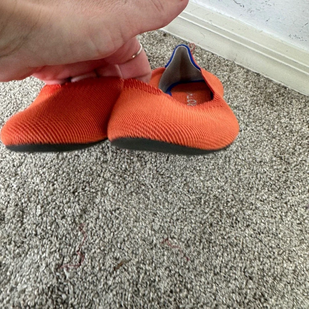 Rothys The Flat Persimmon Ballet Shoes Womens Size Knit 8.5 Orange Travel Modern
